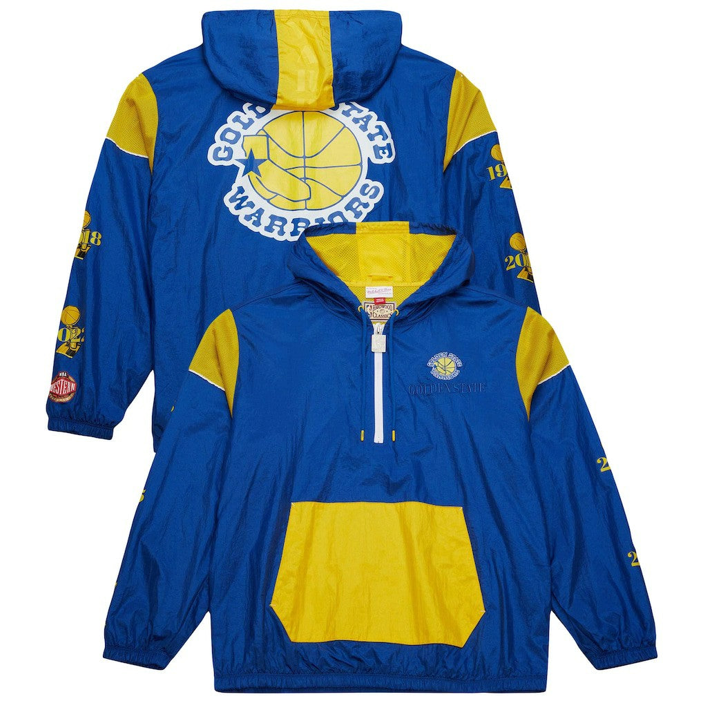 Mitchell & Ness Golden State Warriors Unisex Hardwood Classics Team OG 3.0 Anorak Half-Zip Windbreaker Jacket Royal