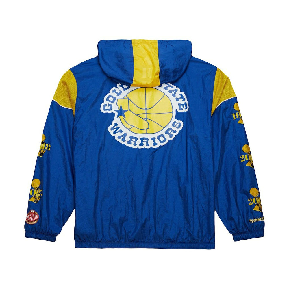 Mitchell & Ness Golden State Warriors Unisex Hardwood Classics Team OG 3.0 Anorak Half-Zip Windbreaker Jacket Royal