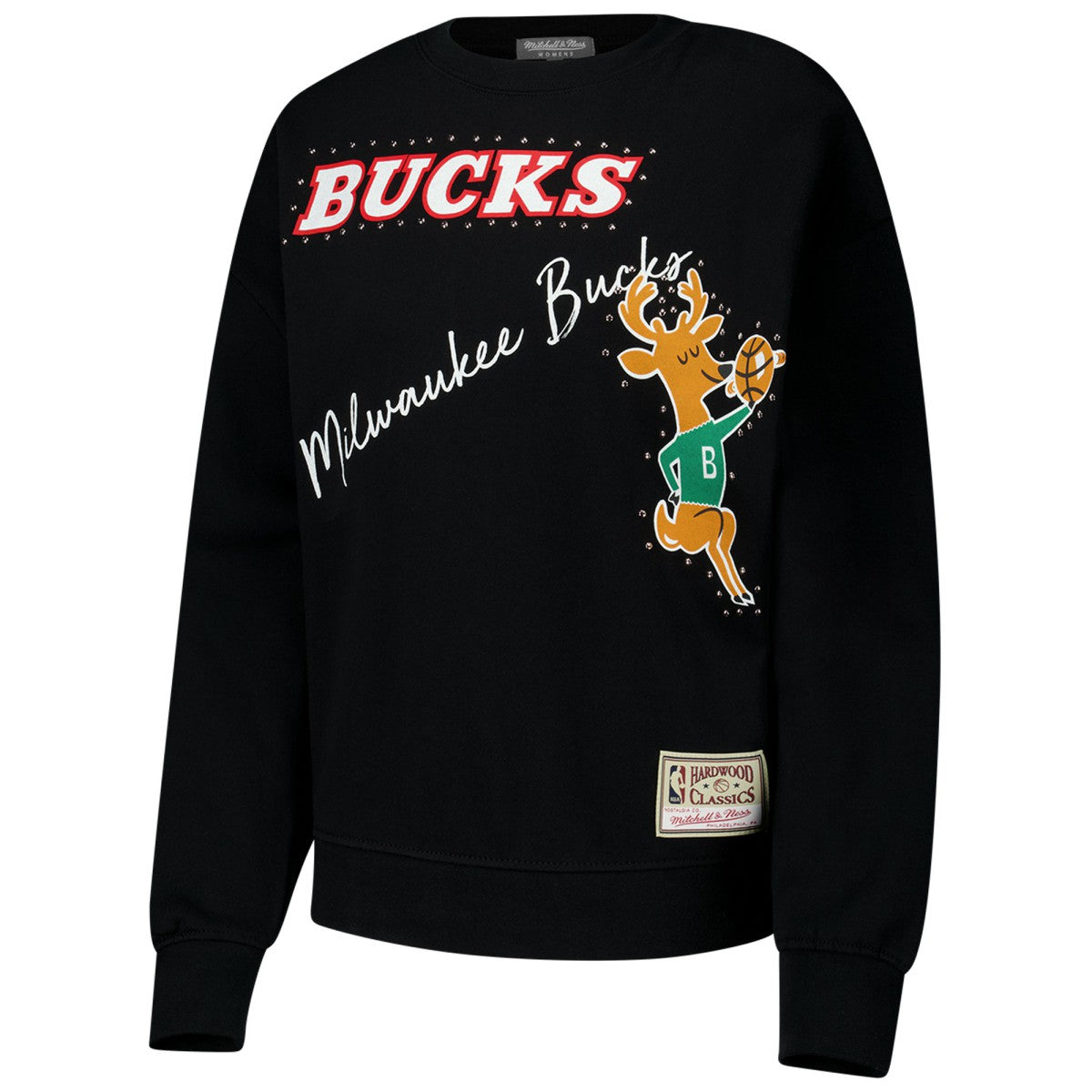 Mitchell & Ness Milwaukee Bucks Women's Hardwood Classics Home Team Pullover Sweatshirt Black