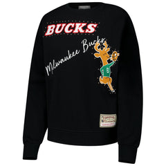 Mitchell & Ness Milwaukee Bucks Women's Hardwood Classics Home Team Pullover Sweatshirt Black