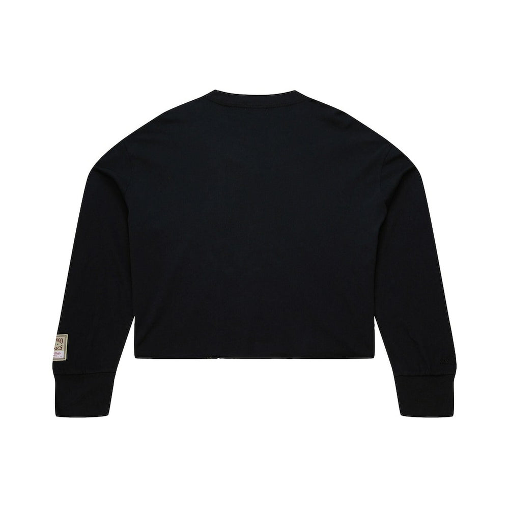 Mitchell & Ness Philadelphia 76ers Women's Hardwood Classics Studded Boxy Cropped Long Sleeve T-Shirt Black