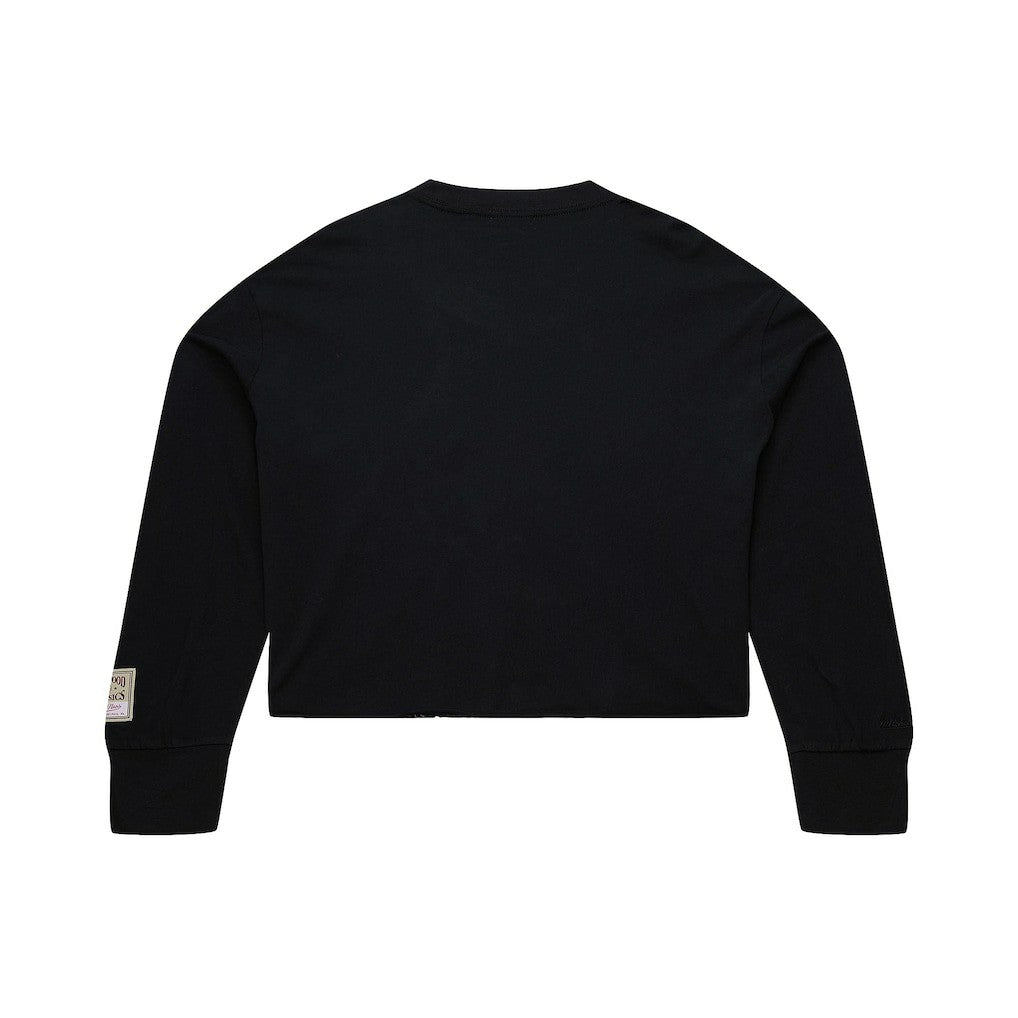 Mitchell & Ness New York Knicks Women's Hardwood Classics Studded Boxy Cropped Long Sleeve T-Shirt Black