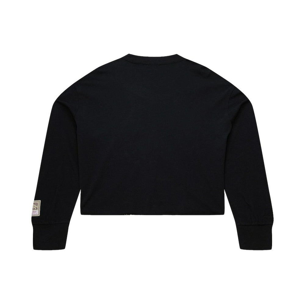 Mitchell & Ness New York Knicks Women's Hardwood Classics Studded Boxy Cropped Long Sleeve T-Shirt Black