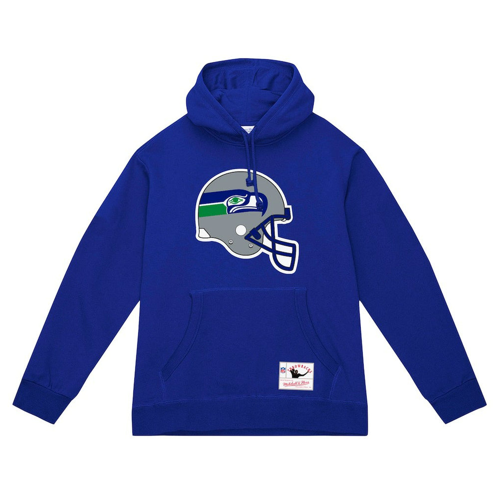 Seattle Seahawks Helmet Logo Vintage Pullover Hoodie - College Navy - Mitchell & Ness