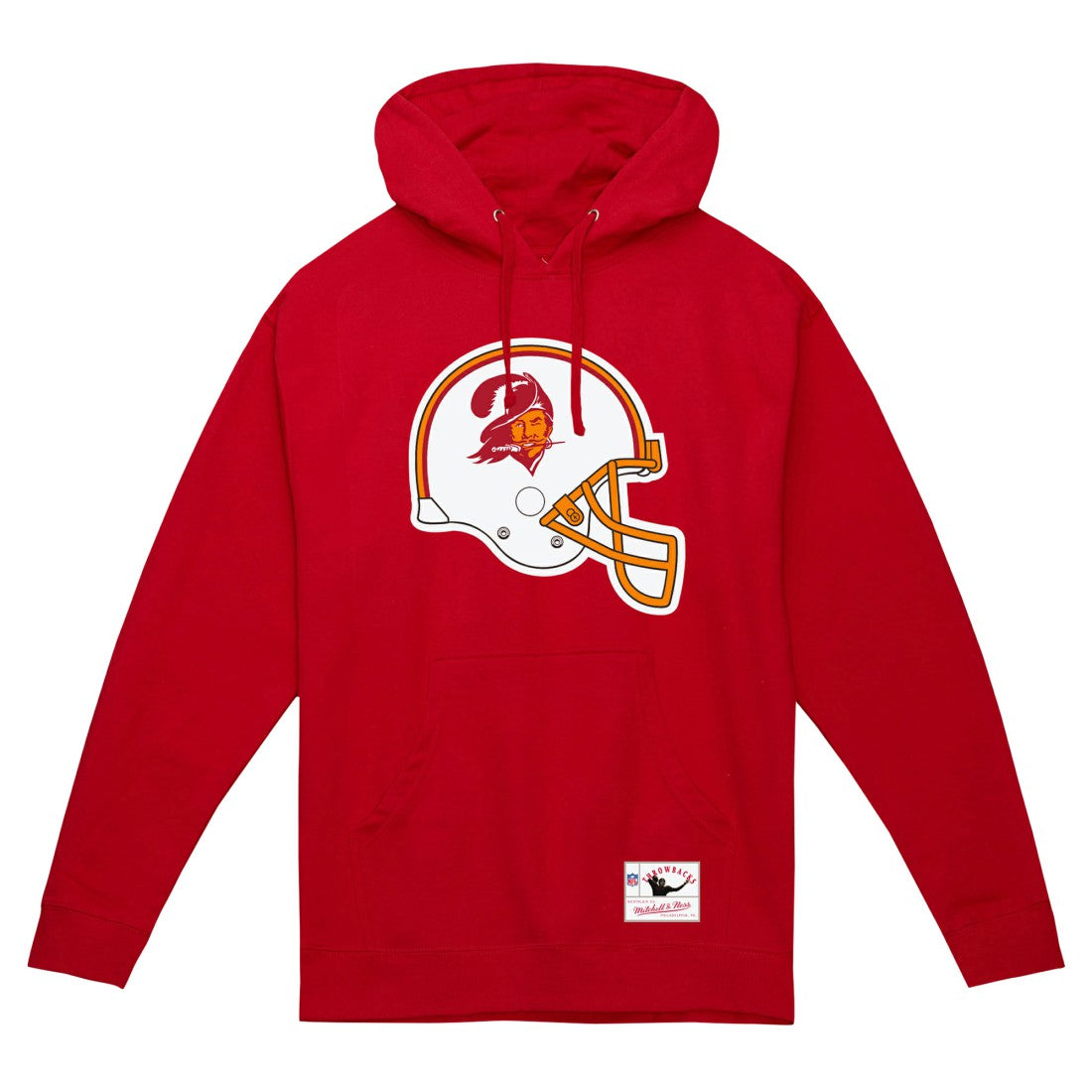 Tampa Bay Buccaneers Helmet Logo Vintage Pullover Hoodie - Red - Mitchell & Ness
