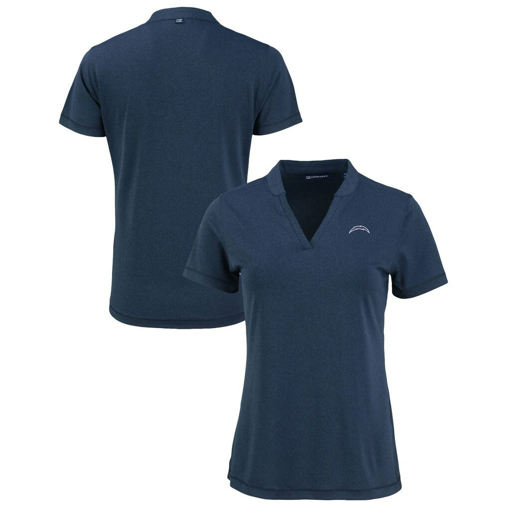 Los Angeles Chargers Cutter & Buck Women's Forge Stretch Blade DryTec V-Neck Polo - Heather Navy - NFL