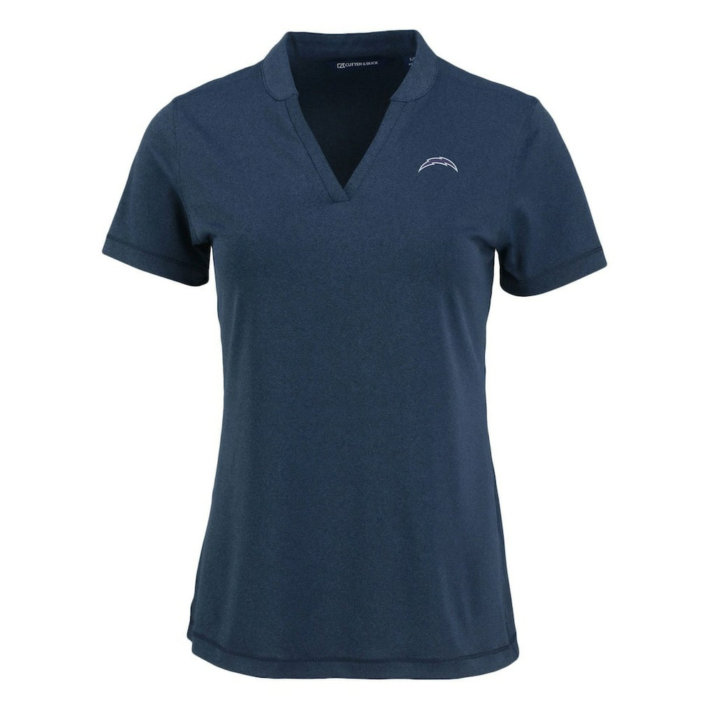Los Angeles Chargers Cutter & Buck Women's Forge Stretch Blade DryTec V-Neck Polo - Heather Navy - NFL