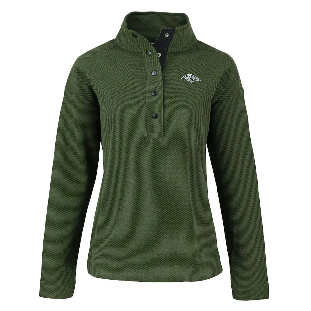 Baltimore Ravens Cutter & Buck Women's Hunts Point Eco Half-Snap Sweatshirt - Green - NFL