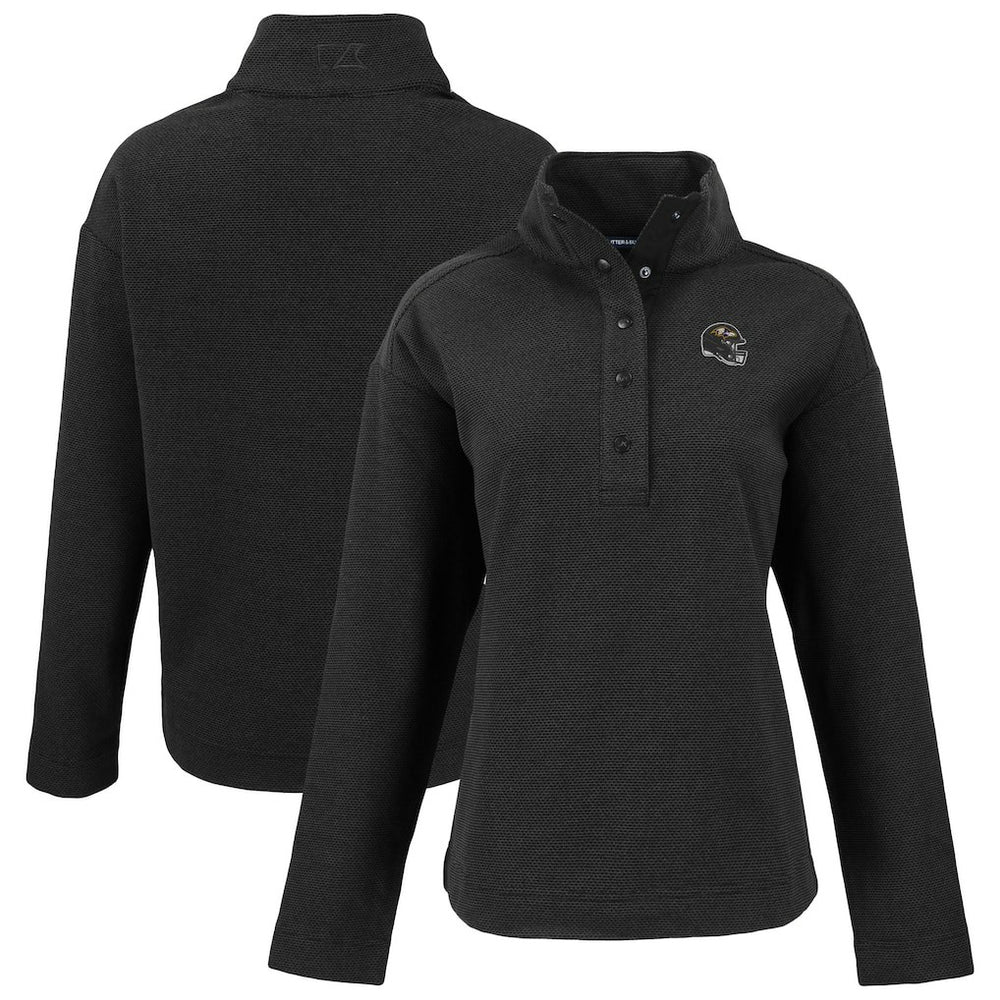Baltimore Ravens Cutter & Buck Women's Hunts Point Eco Half-Snap Sweatshirt - Black - NFL