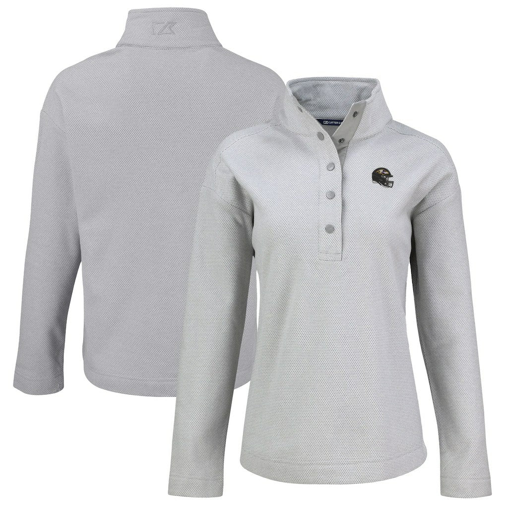 Baltimore Ravens Cutter & Buck Women's Hunts Point Eco Half-Snap Sweatshirt - Gray - NFL
