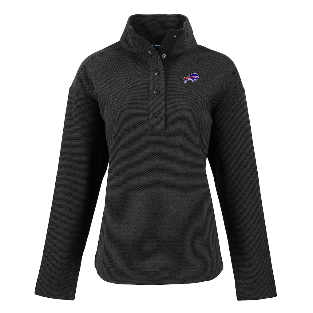 Buffalo Bills Cutter & Buck Women's Hunts Point Eco Half-Snap Sweatshirt - Black - NFL