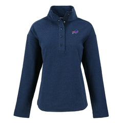 Buffalo Bills Cutter & Buck Women's Hunts Point Eco Half-Snap Sweatshirt - Navy - NFL