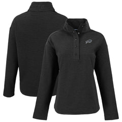 Buffalo Bills Cutter & Buck Women's Hunts Point Eco Half-Snap Sweatshirt - Black - NFL