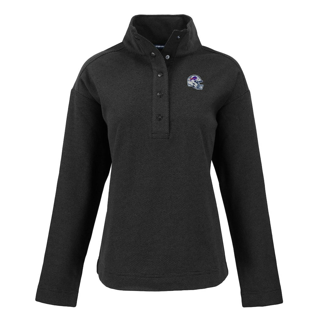 Buffalo Bills Cutter & Buck Women's Hunts Point Eco Half-Snap Sweatshirt - Black - NFL
