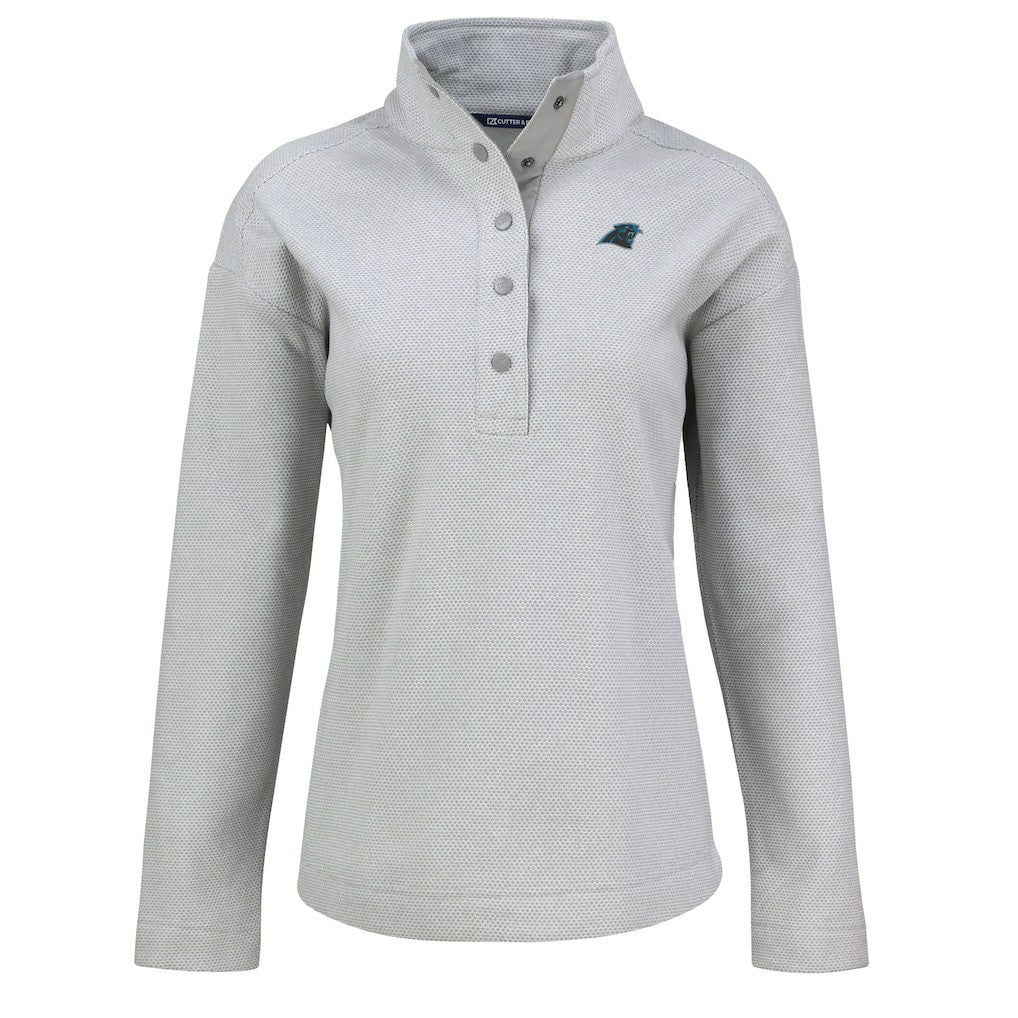 Carolina Panthers Cutter & Buck Women's Hunts Point Eco Half-Snap Sweatshirt - Gray - NFL