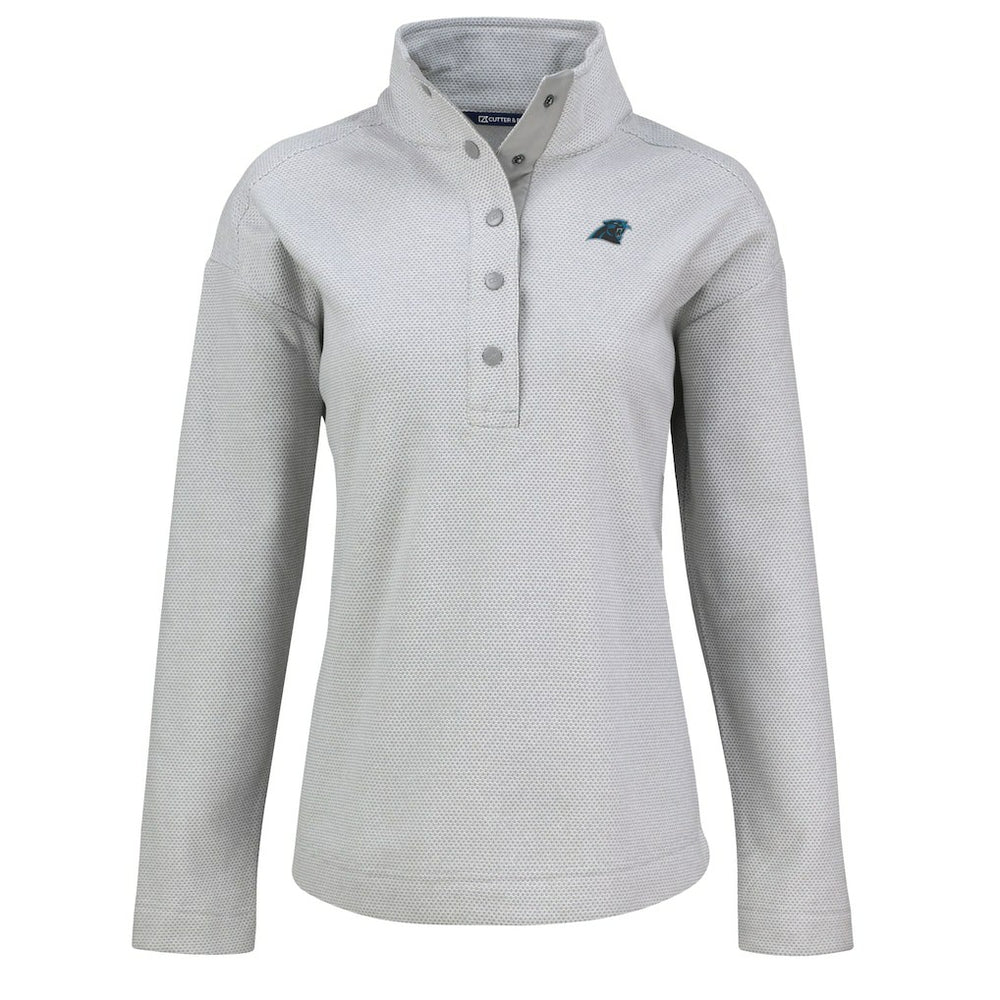 Carolina Panthers Cutter & Buck Women's Hunts Point Eco Half-Snap Sweatshirt - Gray - NFL