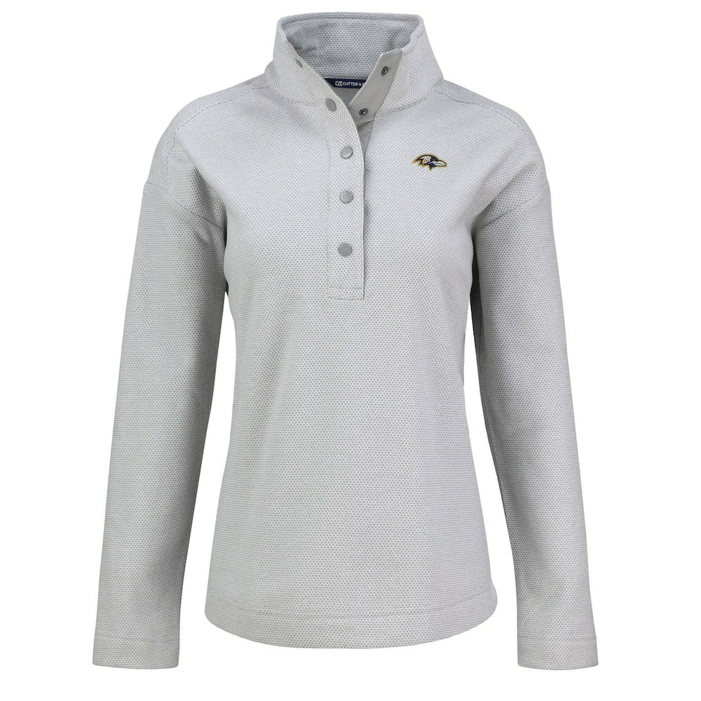 Baltimore Ravens Cutter & Buck Women's Hunts Point Eco Half-Snap Sweatshirt - Gray - NFL