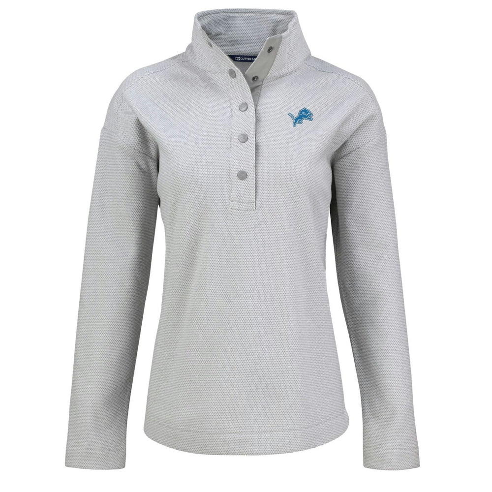 Detroit Lions Cutter & Buck Women's Hunts Point Eco Half-Snap Sweatshirt - Gray - NFL