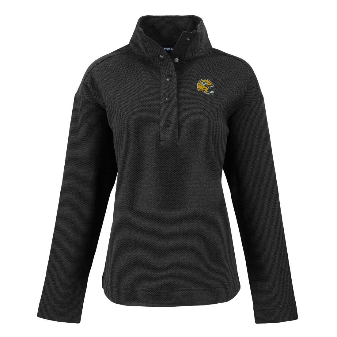 Green Bay Packers Cutter & Buck Women's Hunts Point Eco Half-Snap Sweatshirt - Black - NFL