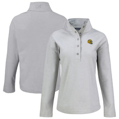 Green Bay Packers Cutter & Buck Women's Hunts Point Eco Half-Snap Sweatshirt - Gray - NFL