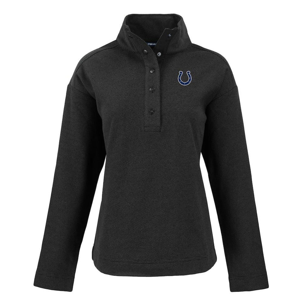 Indianapolis Colts Cutter & Buck Women's Hunts Point Eco Half-Snap Sweatshirt - Black - NFL