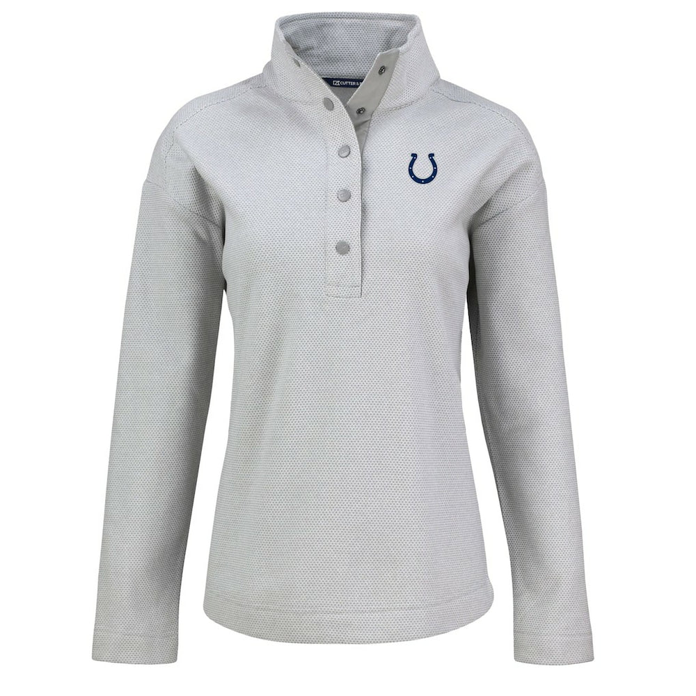 Indianapolis Colts Cutter & Buck Women's Hunts Point Eco Half-Snap Sweatshirt - Gray - NFL