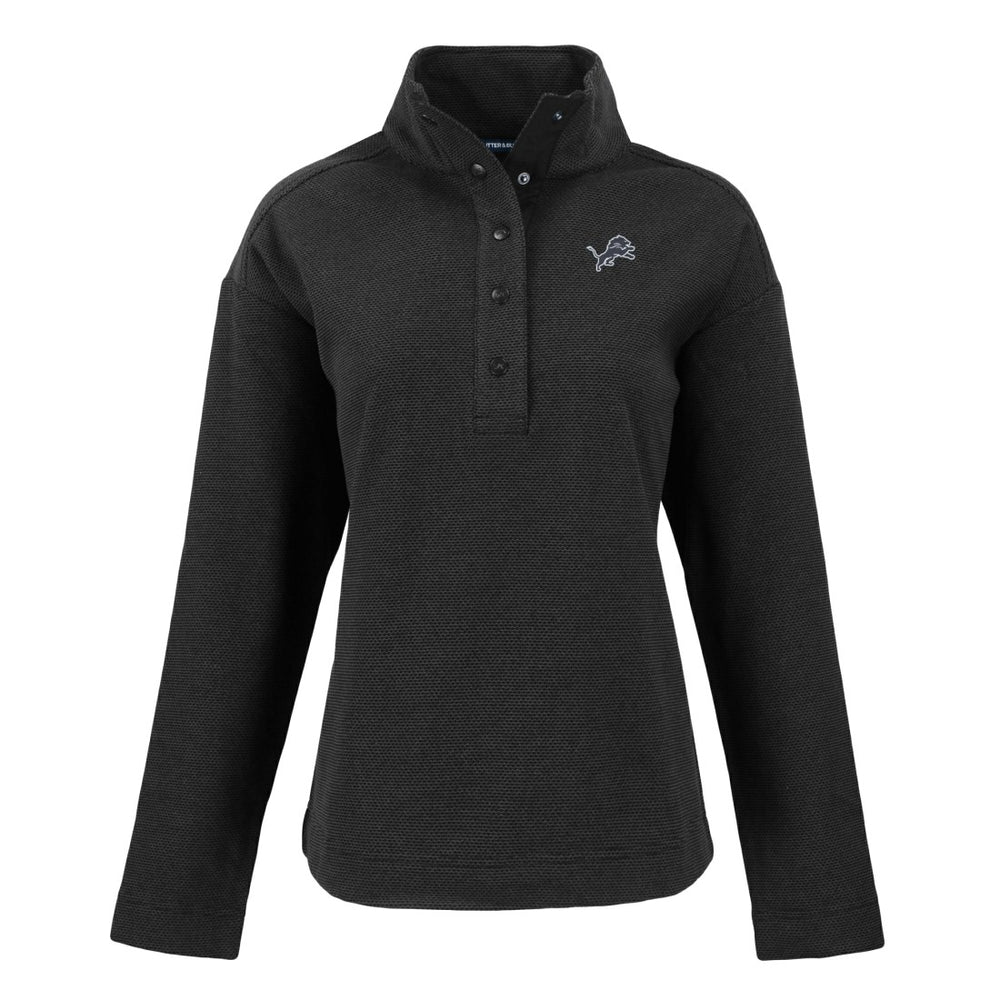 Detroit Lions Cutter & Buck Women's Hunts Point Eco Half-Snap Sweatshirt - Black - NFL