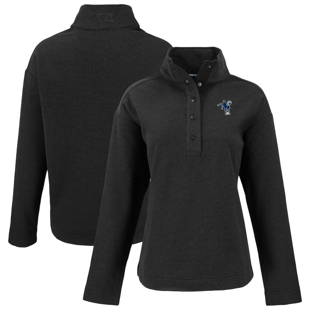 Indianapolis Colts Cutter & Buck Women's Hunts Point Eco Half-Snap Sweatshirt - Black - NFL
