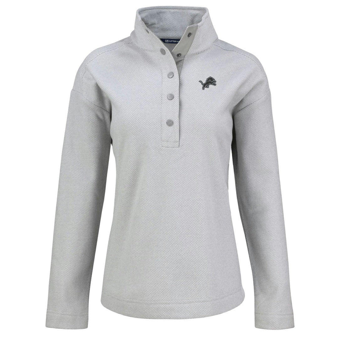 Detroit Lions Cutter & Buck Women's Hunts Point Eco Half-Snap Sweatshirt - Gray - NFL