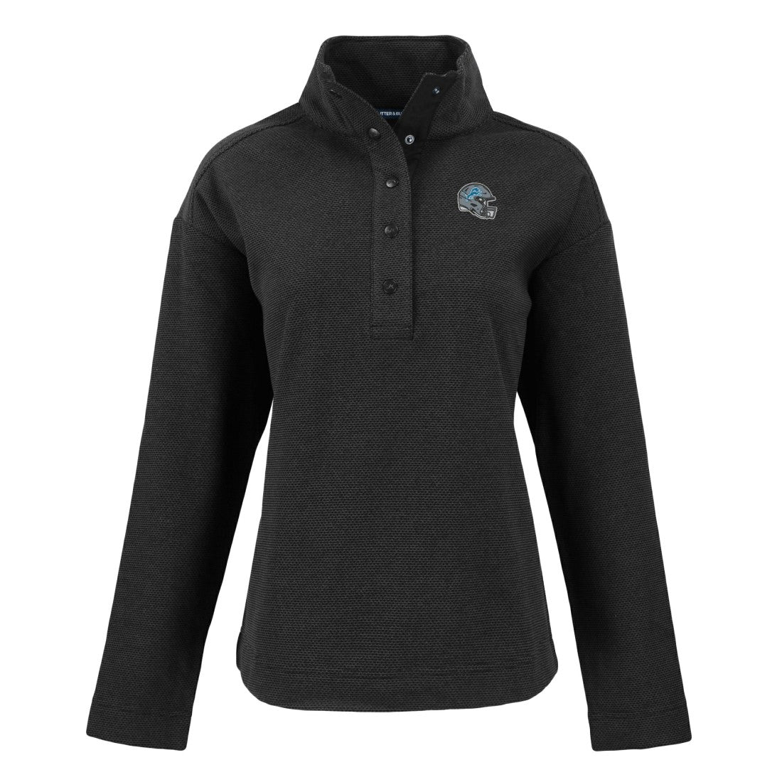 Detroit Lions Cutter & Buck Women's Hunts Point Eco Half-Snap Sweatshirt - Black - NFL