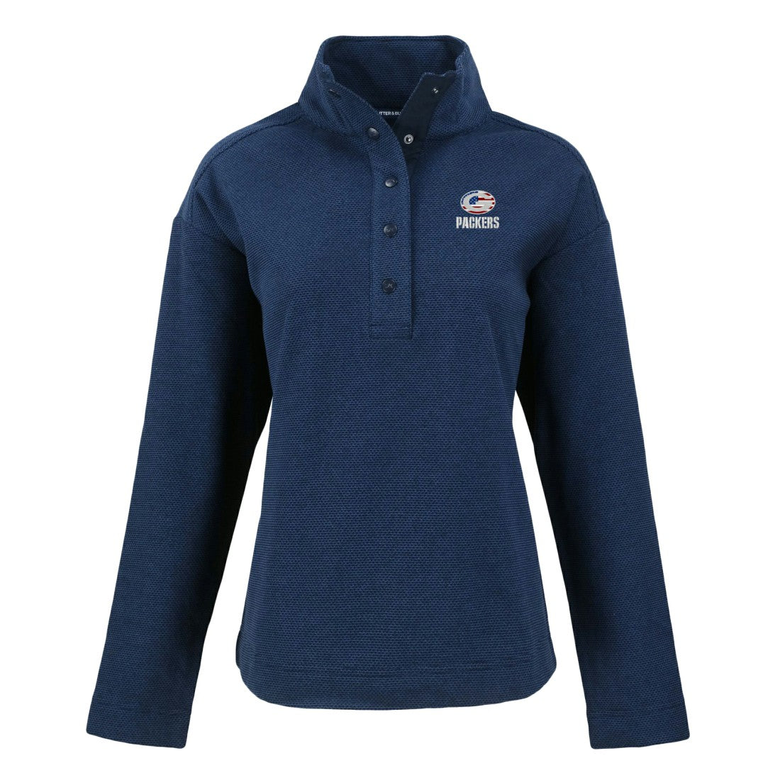 Green Bay Packers Cutter & Buck Women's Hunts Point Eco Half-Snap Sweatshirt - Navy - NFL