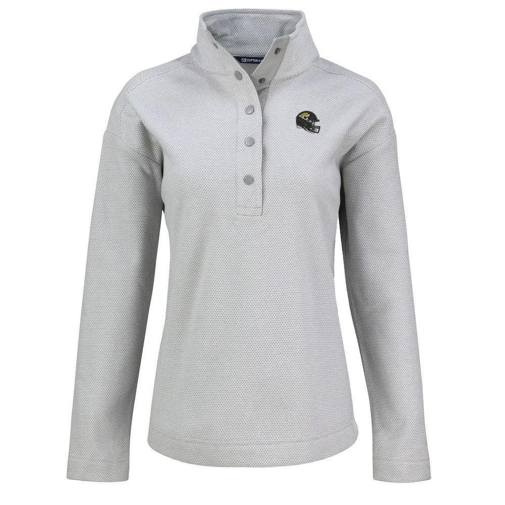 Jacksonville Jaguars Cutter & Buck Women's Hunts Point Eco Half-Snap Sweatshirt - Gray - NFL
