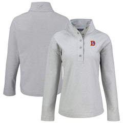 Denver Broncos Cutter & Buck Women's Hunts Point Eco Half-Snap Sweatshirt - Gray - NFL