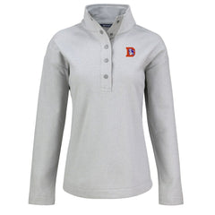 Denver Broncos Cutter & Buck Women's Hunts Point Eco Half-Snap Sweatshirt - Gray - NFL