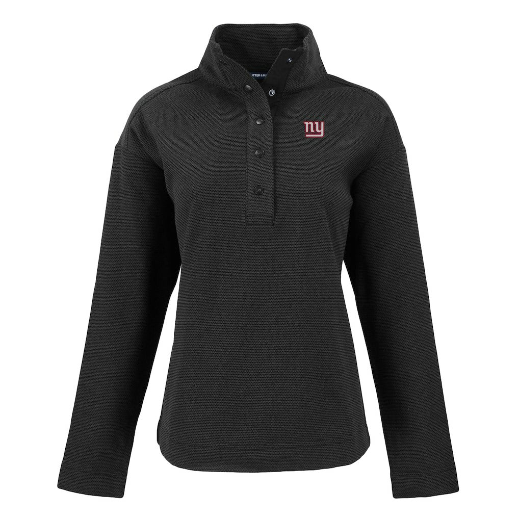 New York Giants Cutter & Buck Women's Hunts Point Eco Half-Snap Sweatshirt - Black - NFL