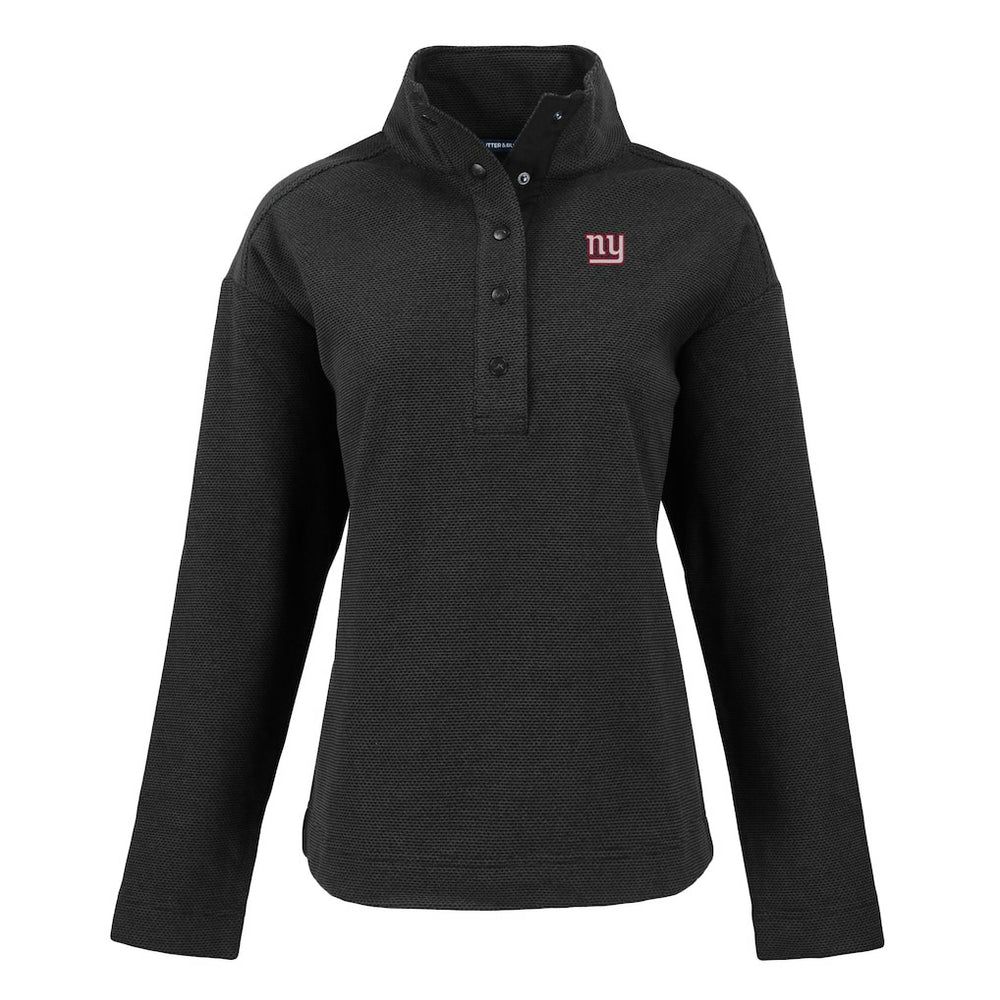 New York Giants Cutter & Buck Women's Hunts Point Eco Half-Snap Sweatshirt - Black - NFL