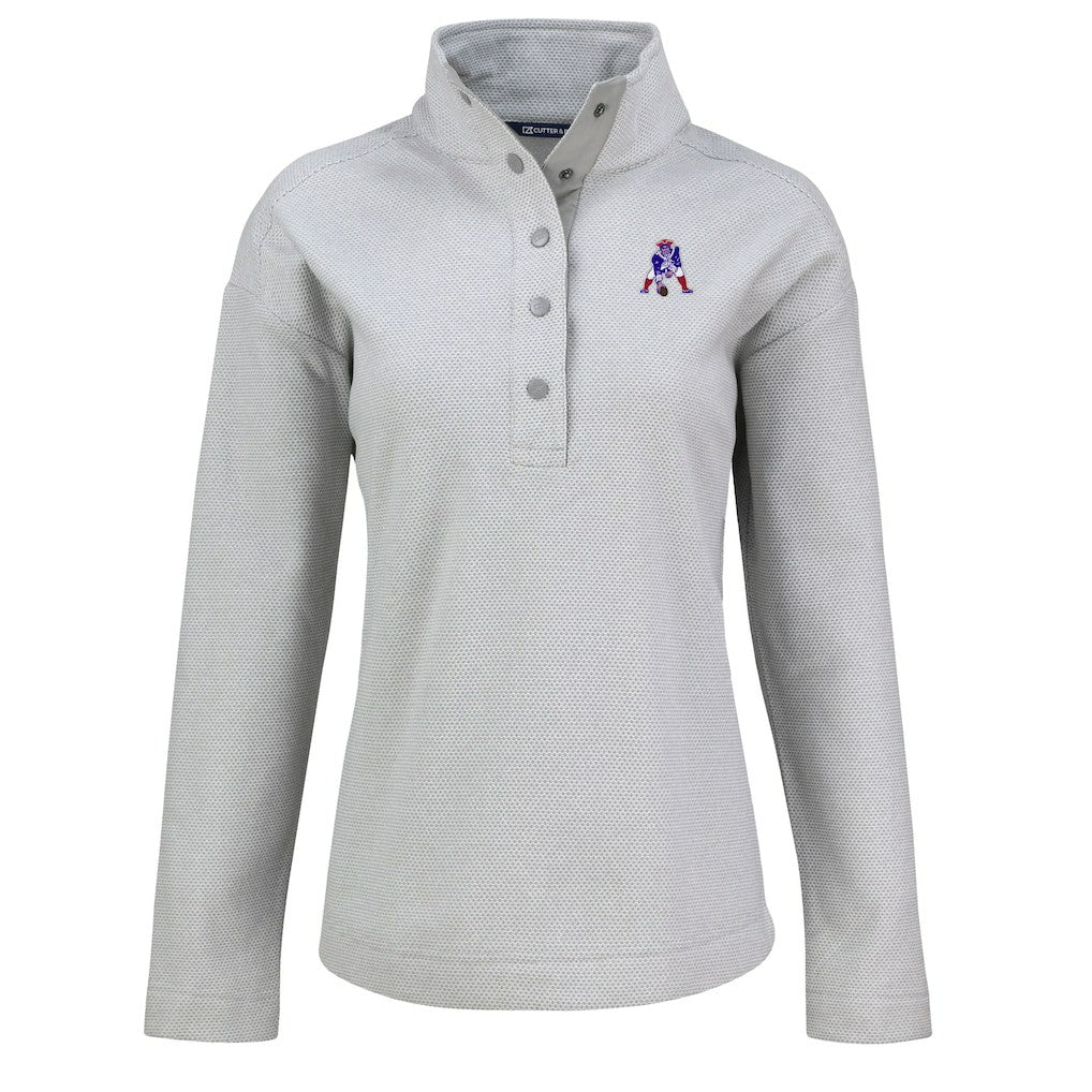 New England Patriots Cutter & Buck Women's Hunts Point Eco Half-Snap Sweatshirt - Gray - NFL