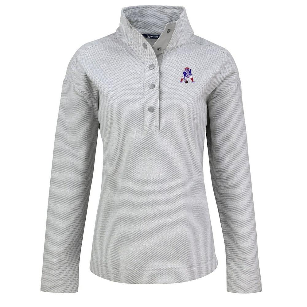 New England Patriots Cutter & Buck Women's Hunts Point Eco Half-Snap Sweatshirt - Gray - NFL