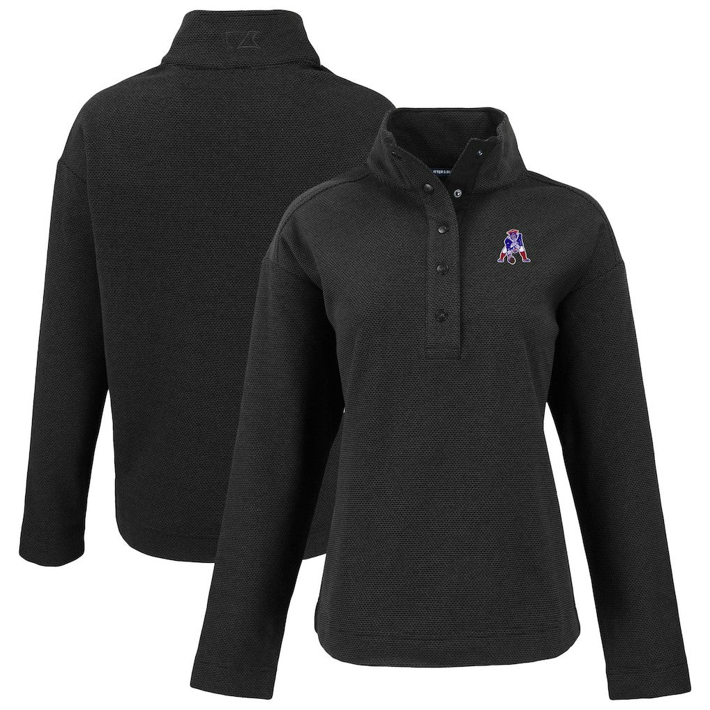 New England Patriots Cutter & Buck Women's Hunts Point Eco Half-Snap Sweatshirt - Black - NFL