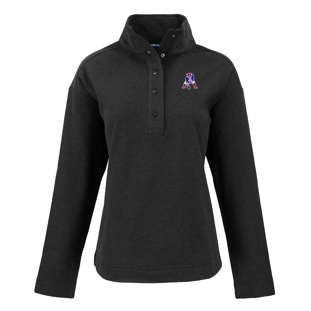 New England Patriots Cutter & Buck Women's Hunts Point Eco Half-Snap Sweatshirt - Black - NFL