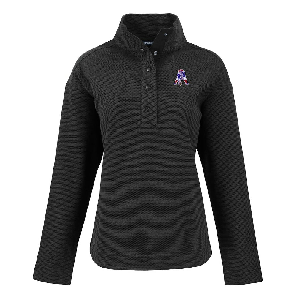 New England Patriots Cutter & Buck Women's Hunts Point Eco Half-Snap Sweatshirt - Black - NFL