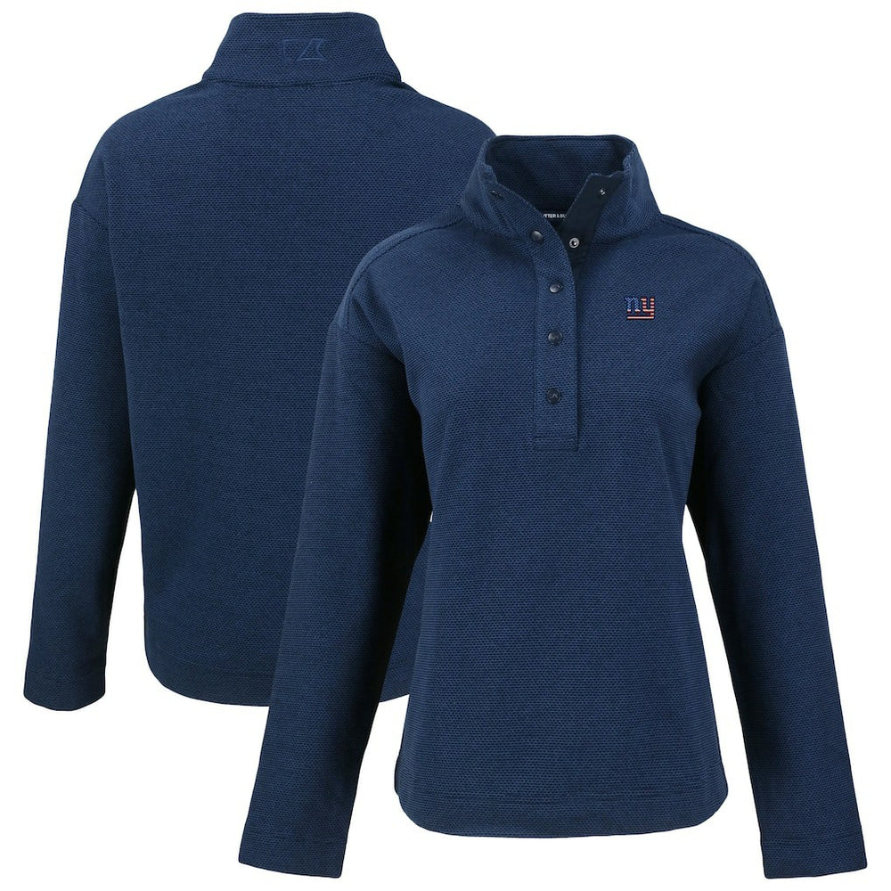 New York Giants Cutter & Buck Women's Hunts Point Eco Half-Snap Sweatshirt - Navy - NFL