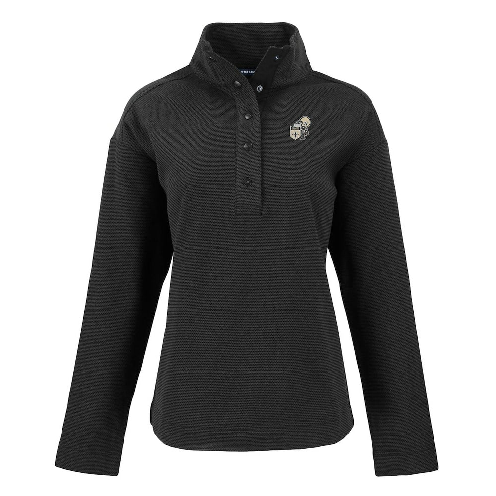 New Orleans Saints Cutter & Buck Women's Hunts Point Eco Half-Snap Sweatshirt - Black - NFL