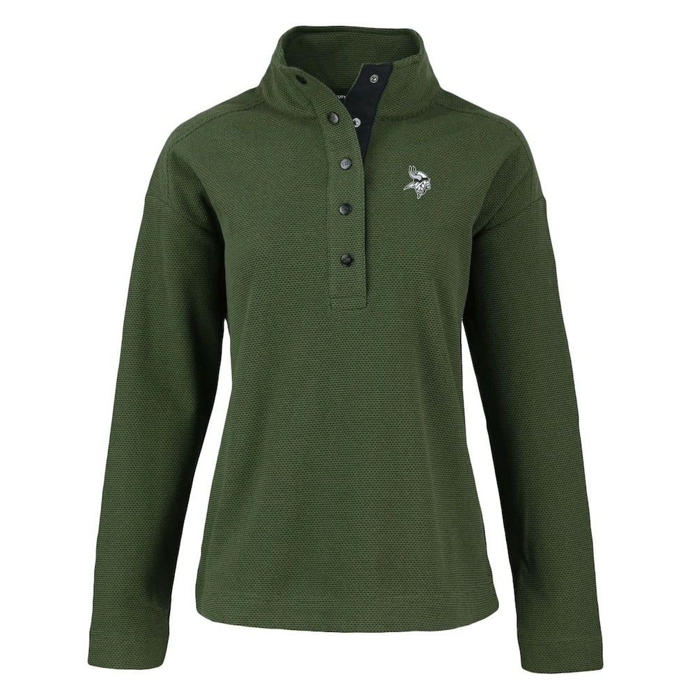 Minnesota Vikings Cutter & Buck Women's Hunts Point Eco Half-Snap Sweatshirt - Green - NFL