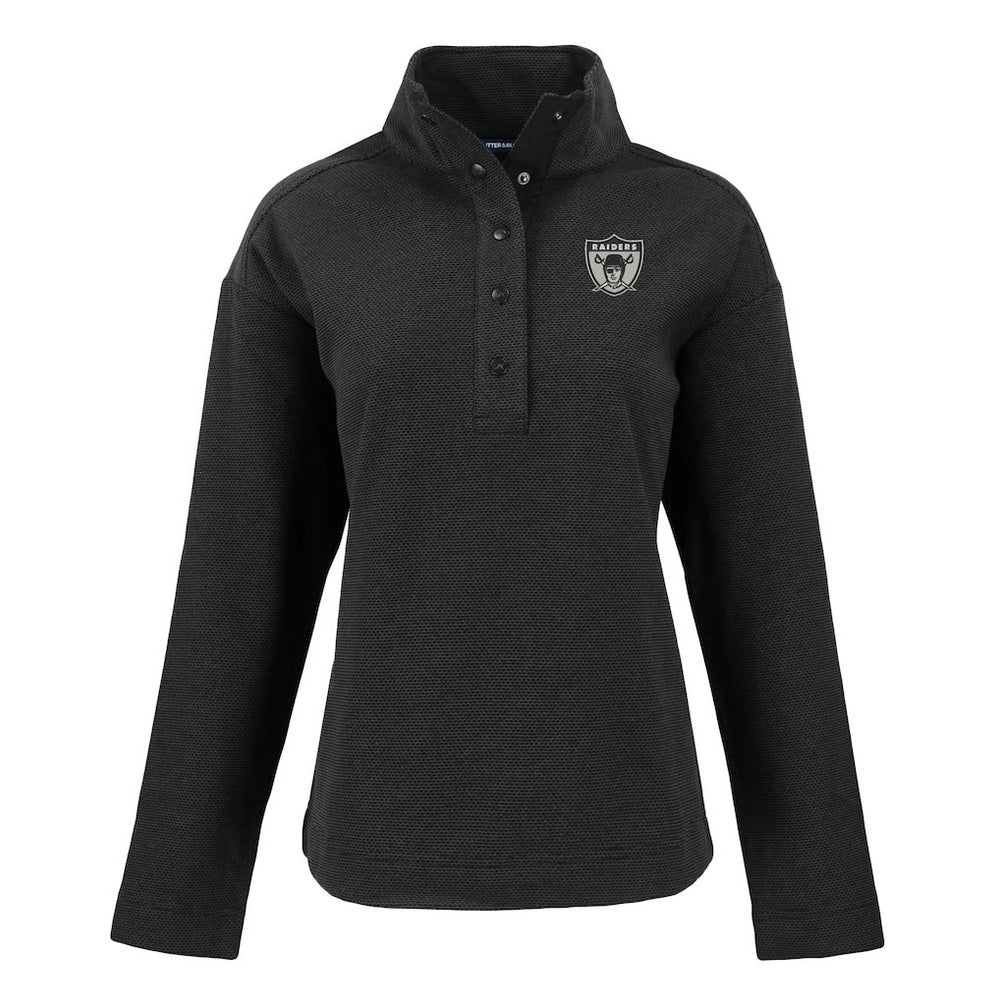 Las Vegas Raiders Cutter & Buck Women's Hunts Point Eco Half-Snap Sweatshirt - Black - NFL