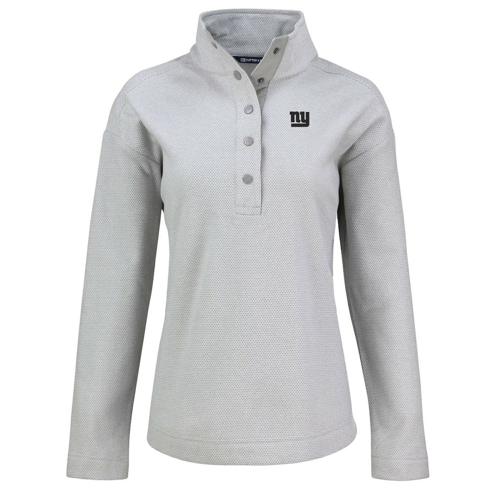 New York Giants Cutter & Buck Women's Hunts Point Eco Half-Snap Sweatshirt - Gray - NFL