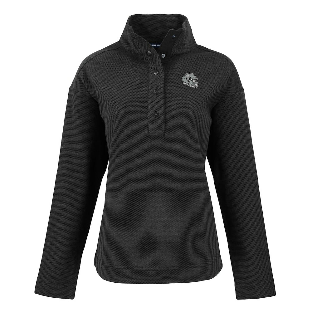 Las Vegas Raiders Cutter & Buck Women's Hunts Point Eco Half-Snap Sweatshirt - Black - NFL