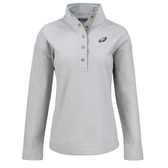 Philadelphia Eagles Cutter & Buck Women's Hunts Point Eco Half-Snap Sweatshirt - Gray - NFL