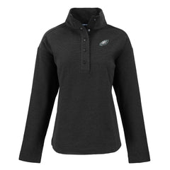 Philadelphia Eagles Cutter & Buck Women's Hunts Point Eco Half-Snap Sweatshirt - Black - NFL