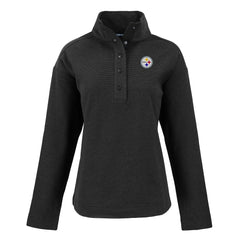Pittsburgh Steelers Cutter & Buck Women's Hunts Point Eco Half-Snap Sweatshirt - Black - NFL